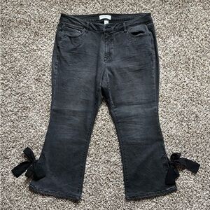 Lane Bryant Black Flare Jeans with Bow Detail
